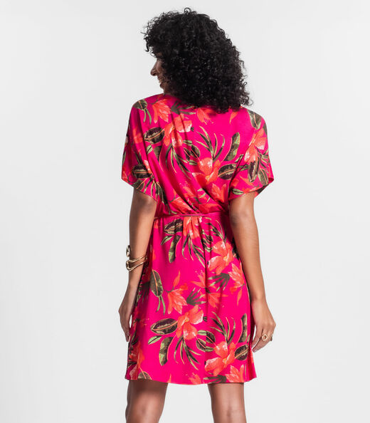 Vestido Curto Estampado Rovitex Rosa