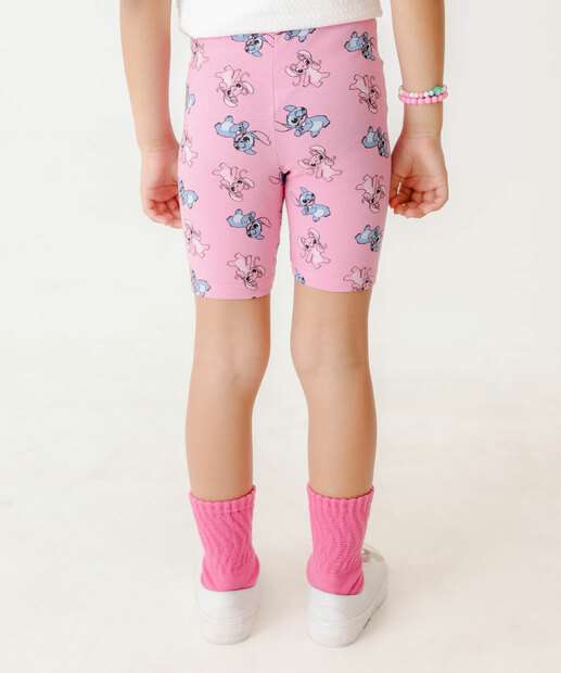 Bermuda Infantil Ciclista Stitch Disney Tam 4 a 10