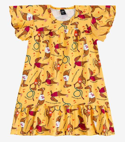 Vestido Infantil Com Manga Godê Select Laranja