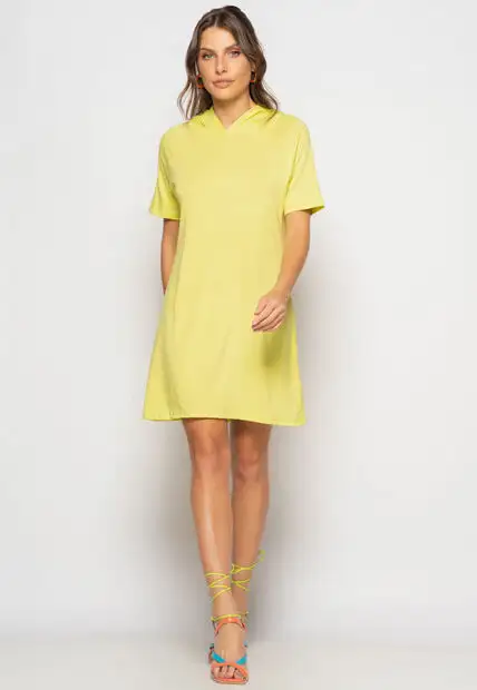 Vestido Curto Com Capuz Malha Verde Salvatore