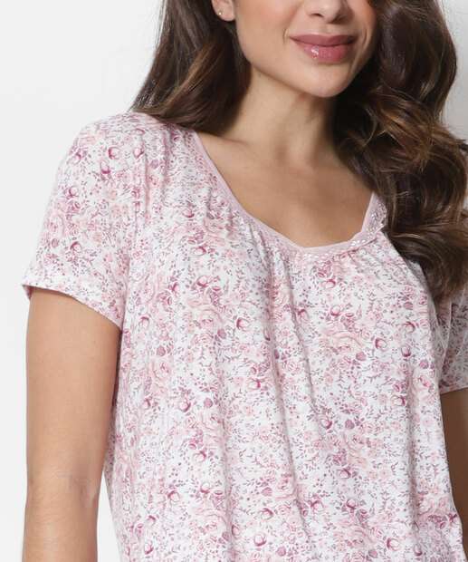 Pijama Feminino Floral Manga Curta Marisa  