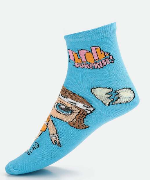 Kit 3 Pares Meias Infantil Estampa Boneca Lol