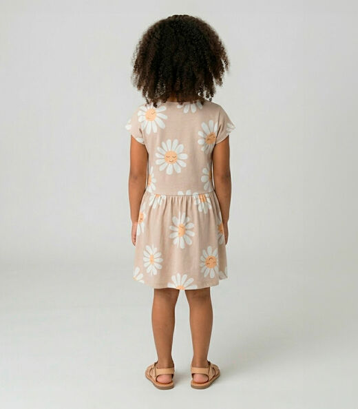 Vestido Infantil Estampado Select Bege