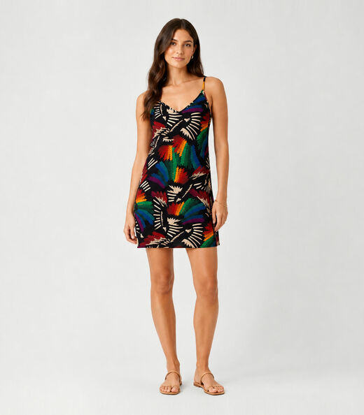 Vestido Estampado Rovitex Preto