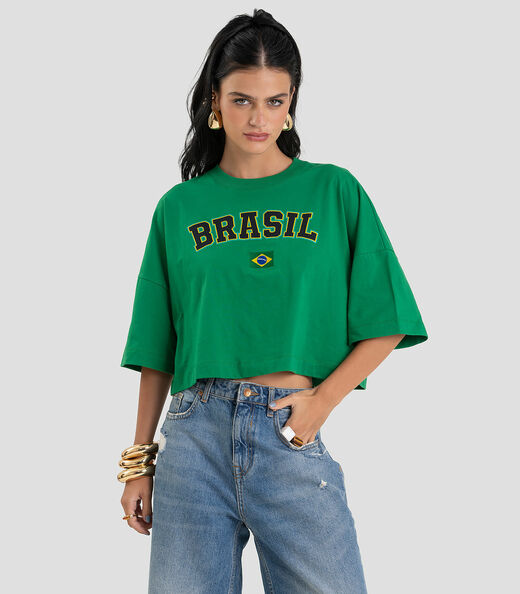 Image_T- Shirt Feminina em Meia Malha Brasil Dianna Verde