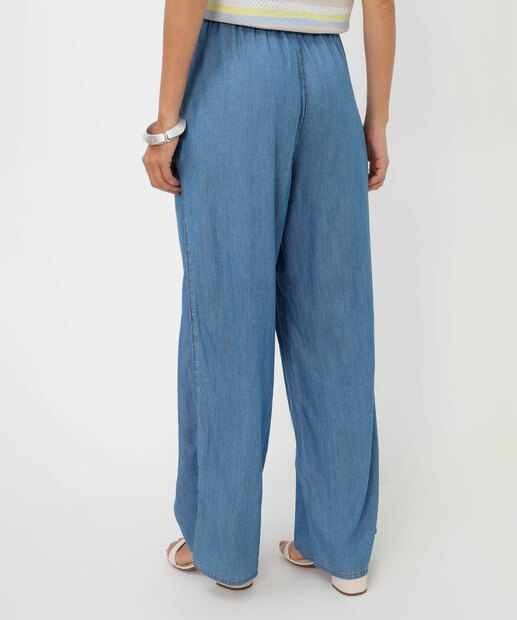 Calça Jeans Pantalona Feminina Marisa Azul