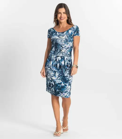 Vestido Feminino Curto Em Liganete Select Azul