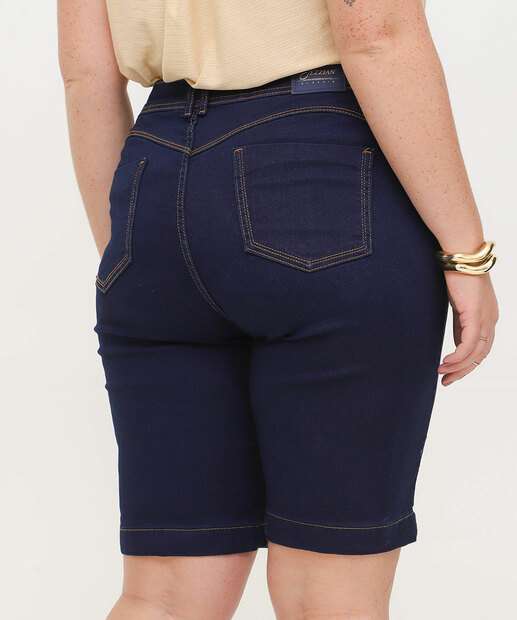 Bermuda Plus Size Feminina Jeans Ciclista Bolsos