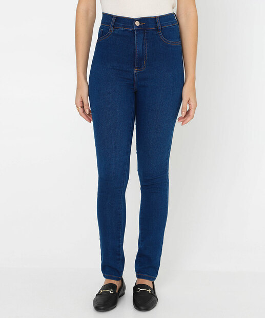 Calça Jeans Skinny Feminina Cintura Alta Sawary Azul