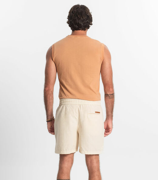 Bermuda Masculina Sarja Elástico E Bolsos Shift Bege