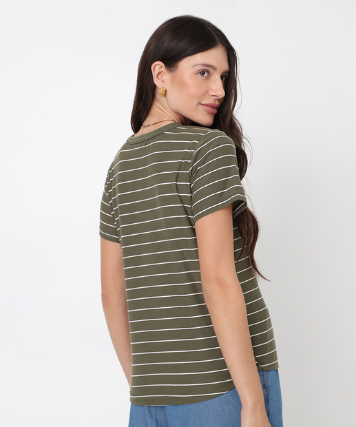 Blusa Feminina Listrada Manga Curta Marisa Verde