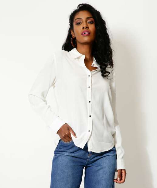 Camisa Feminina Básica Manga Longa Marisa