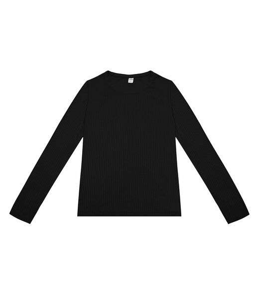 Blusa Manga Longa Canelada Rovitex Preto