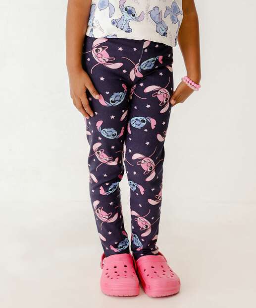 Calça Infantil Legging Stitch E Angel Disney Tam 4 a 10