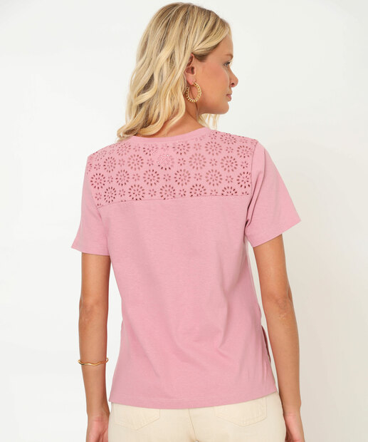 Blusa Feminina Recorte Manga Curta Marisa Rosa