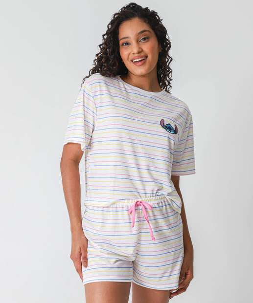 Image_Pijama Feminino Stitch Listrado Off White