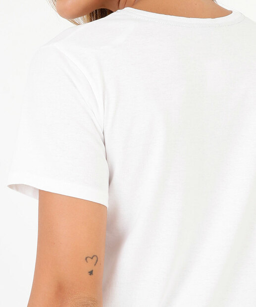 Blusa Feminina Com Bordado Floral Manga Curta Marisa 