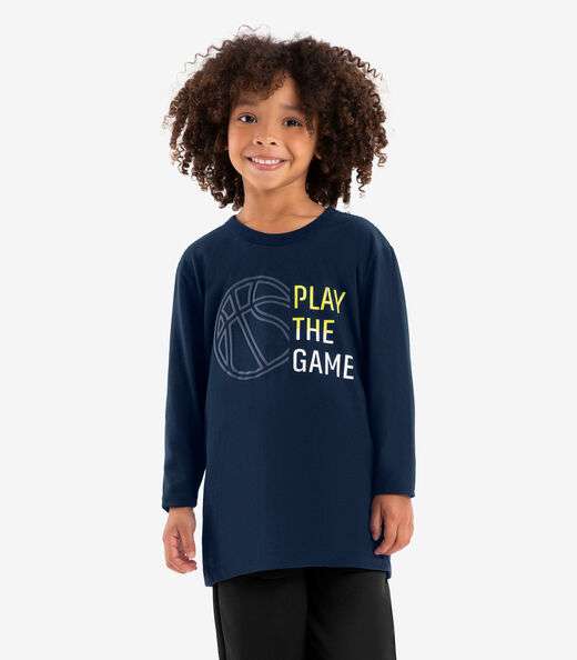 Camiseta Infantil Manga Longa Rovi Kids Azul