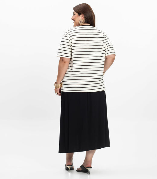 Saia Super Midi Feminina Plus Size Secret Glam Preto