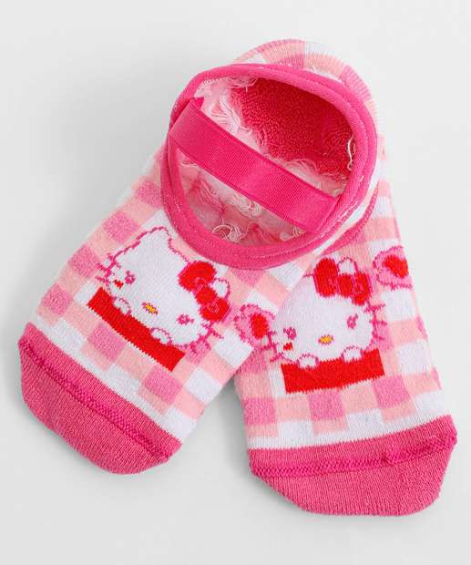 Meia Sapatilha Infantil Antiderrapante Hello Kitty Rosa