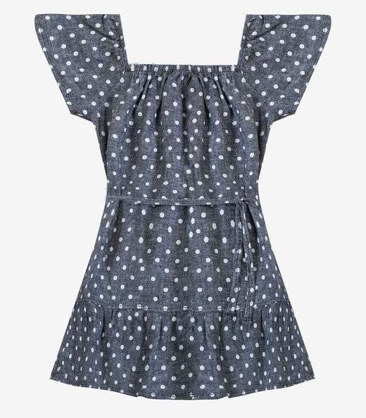 Vestido Curto Infantil Com Cinto De Algodão Select Azul