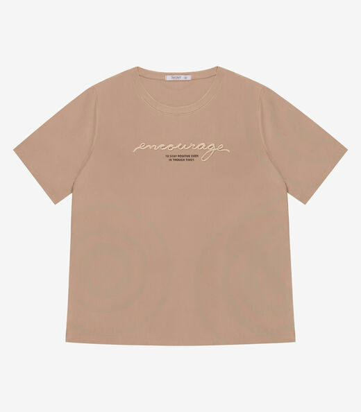 Blusa Manga Curta Feminina Plus Size Secret Glam Marrom