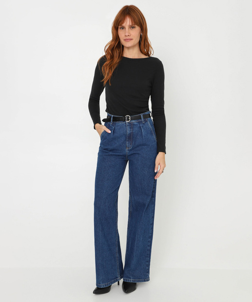 Blusa Feminina Canelada Manga Longa Marisa Preto