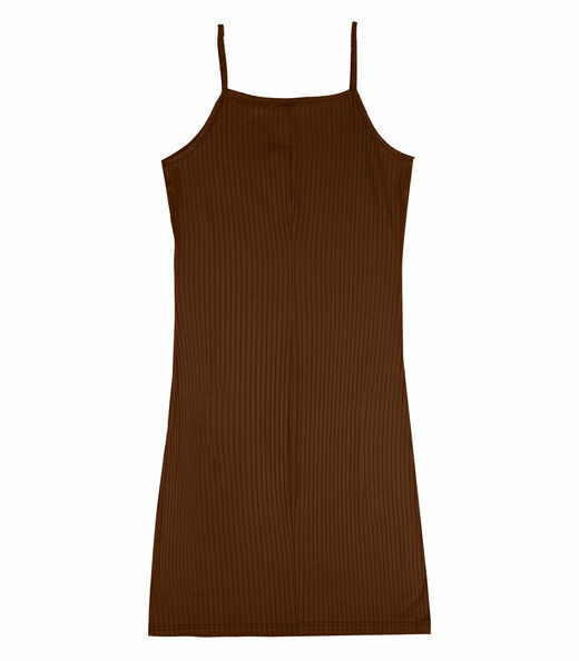Vestido Canelado De Alça Select Marrom