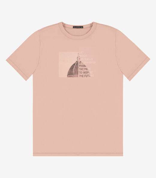 Camiseta Masculina em Meia Malha Diametro Rosa