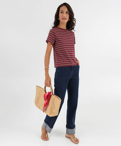 Image_Calça Jeans Reta Feminina Barra Dobrada Marisa Azul 