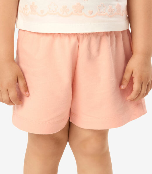 Conjunto Infantil Shorts Com Blusa Rovi Kids Bege