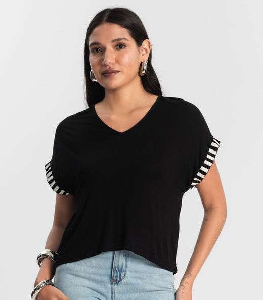 Blusa Feminina Viscotorcion Rovitex Preto