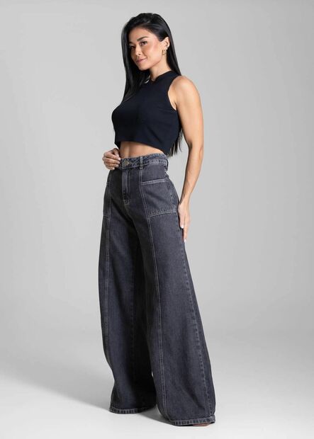 Calça Jeans Sawary Super Wide Leg - 282349