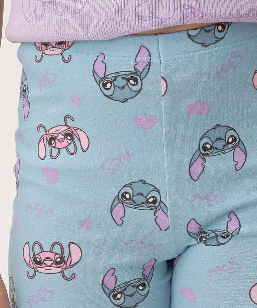 Bermuda Infantil Ciclista Stitch Tam 4 a 10 Azul