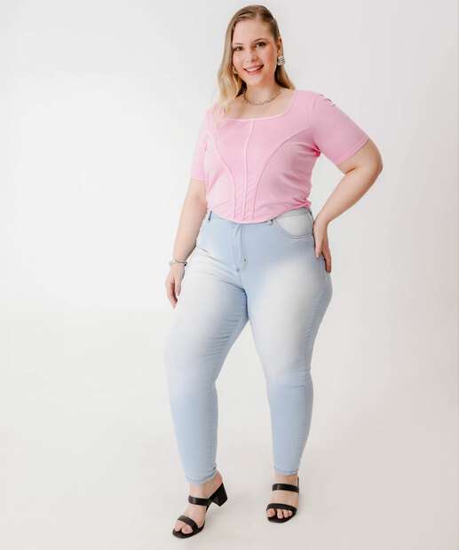 Blusa Plus Size Feminina Manga Curta 