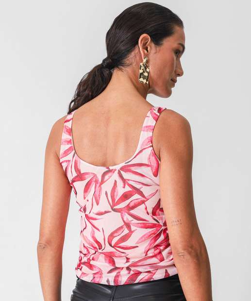 Blusa Regata Feminina Franzida Tule Marisa Rosa