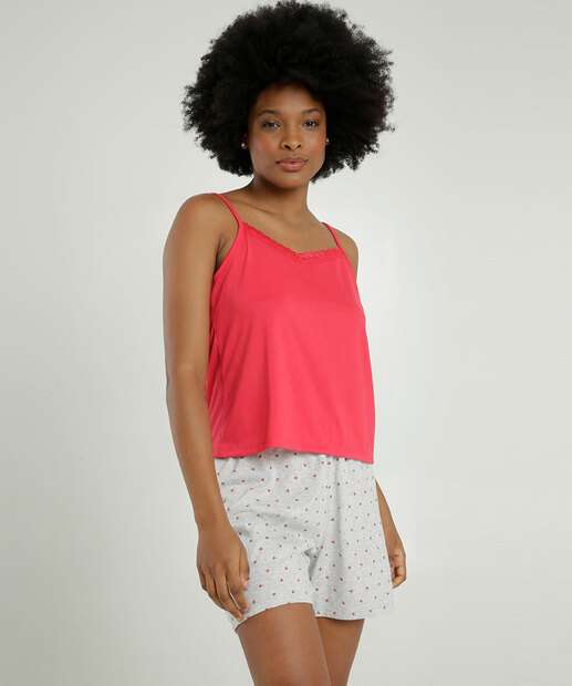 Pijama Feminino Estampa Poá Alças Finas Marisa