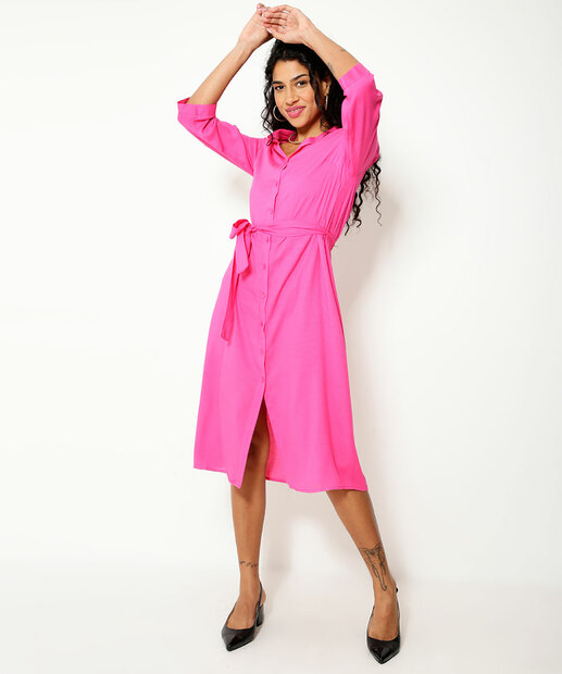 Vestido Midi Feminino Chemise Manga 7/8 Marisa