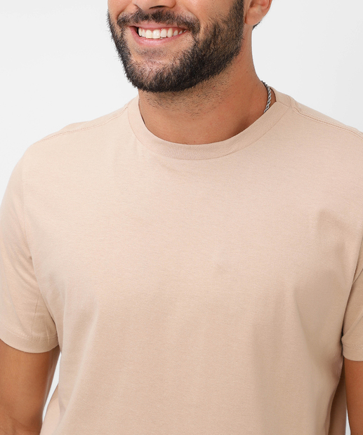Camiseta Masculina Básica Manga Curta Marisa Bege