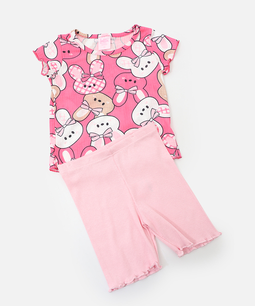 Image_Conjunto Infantil Estampa Coelhos Tam 1 a 3 Rosa