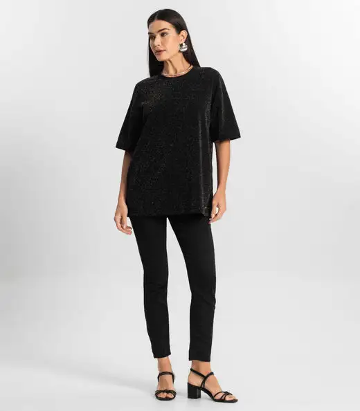 Blusa Feminina T-Shirt Over Rovitex Preto