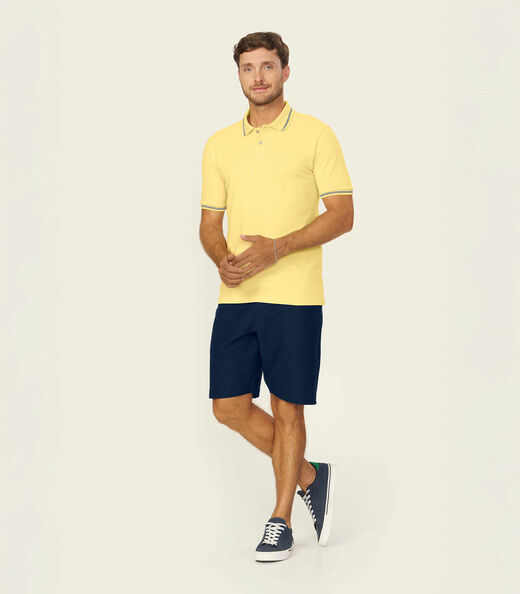 Camisa Polo Masculina Piquet Duplo Diametro Amarelo