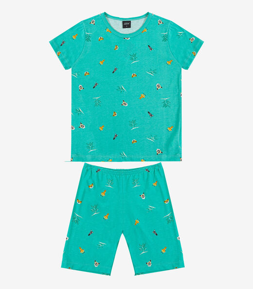 Pijama Infantil Camiseta e Bermuda Select Verde