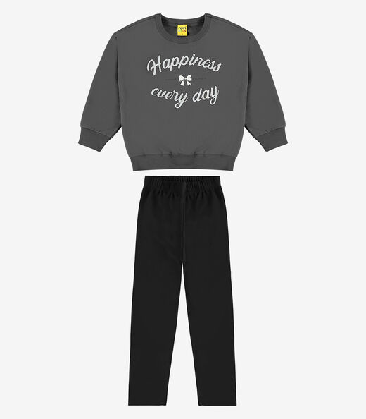 Conjunto Blusão com Legging Molecotton Rovi Kids Cinza