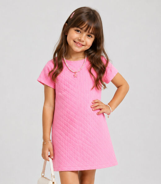 Image_Vestido Infantil Feminino Malha Matelasse Select Rosa