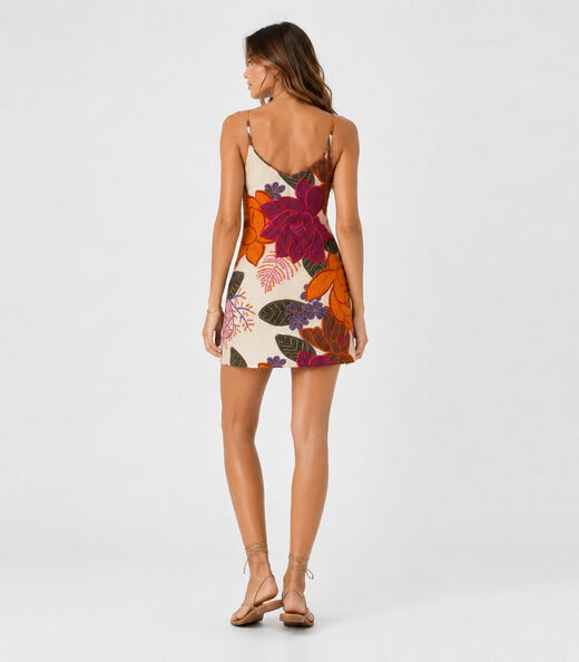 Vestido Estampado Rovitex Bege
