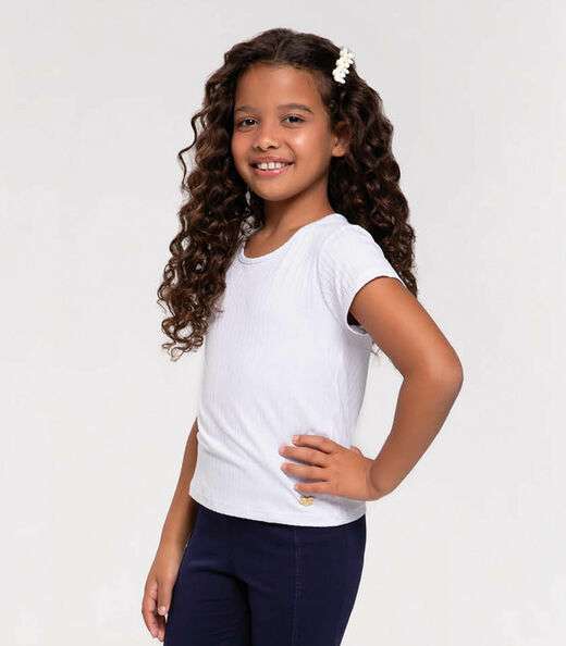 Blusa Infantil Feminina Canelada Trick Nick Branco