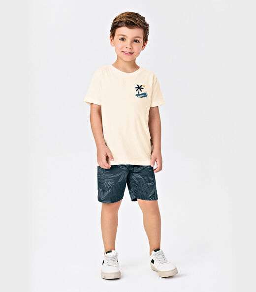 Conjunto Infantil Camiseta Com Bermuda Trick Nick Bege