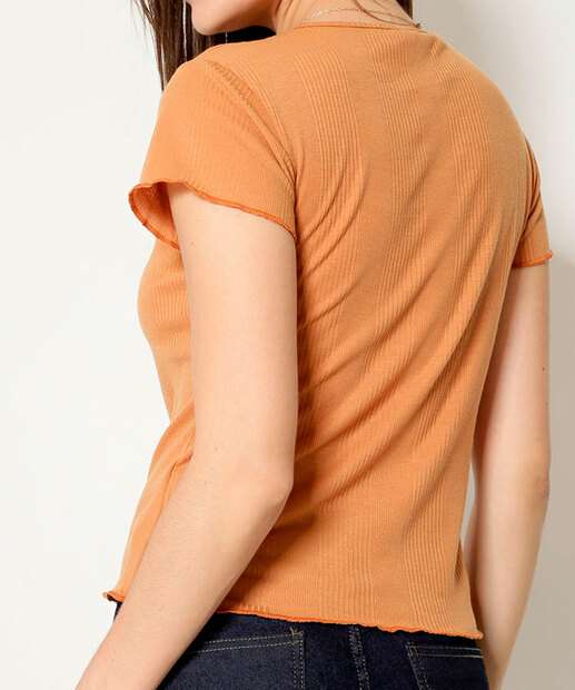 Blusa Feminina Canelada Manga Curta Marisa