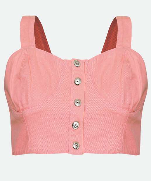 Blusa Cropped Regata Feminina Sarja Zune Jeans